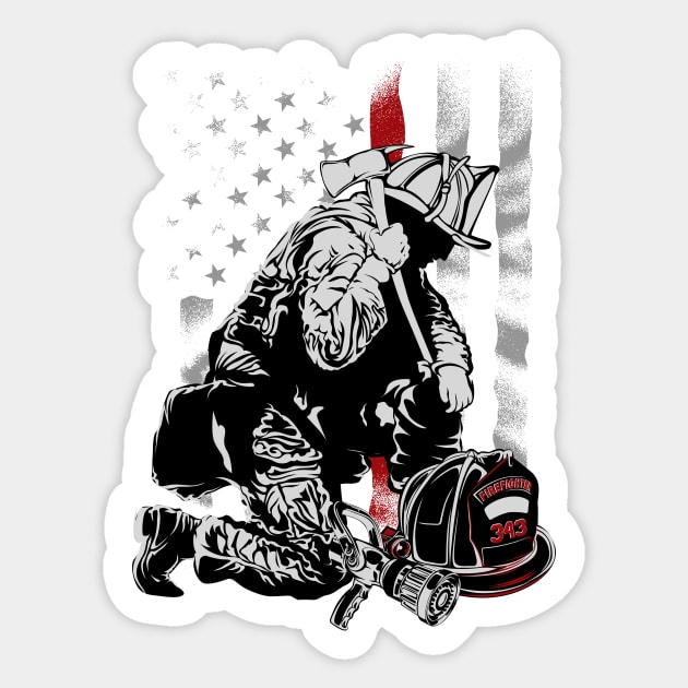 Firefighter American USA Flag Sticker by Evoke Collective